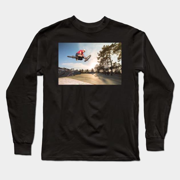 BMX Bike Stunt Table Top Long Sleeve T-Shirt by homydesign